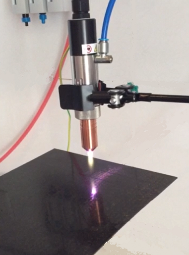 Atmospheric plasma cleaning and activating carbon fiber